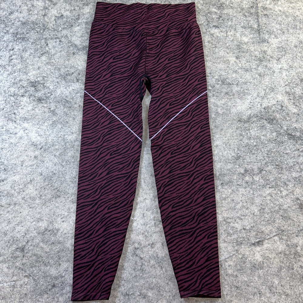 New Victoria's Secret Pink Seamless Leggings Women's Large Maroon Zebra Gym Yoga - Picture 3 of 9